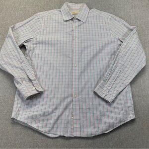 Michael Kors Dress Shirt Mens 16.5 34/35 Plaid Multicolor Button up Long Sleeve